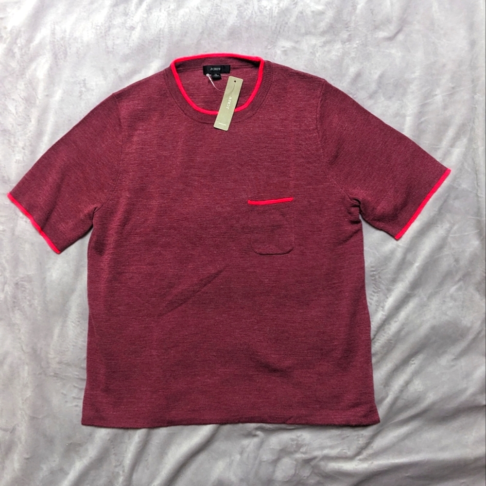NWT J. Crew 100% Merino Wool Sweater - Muted Red & Pink - Size M - MAKE OFFER!
